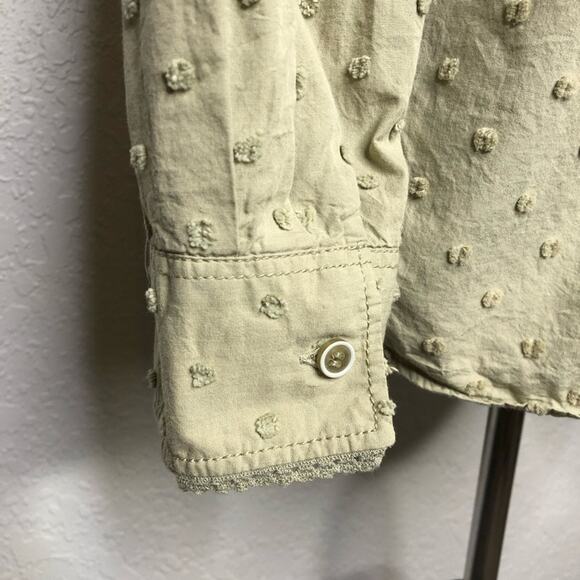 Zara sage green khaki tan swiss dot button down top size Medium cottagecore - Picture 13 of 16